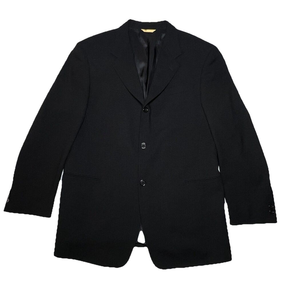 Donna Karan Signature Blazer Suit Jacket Black Wool Men's 44 R Made in Italy